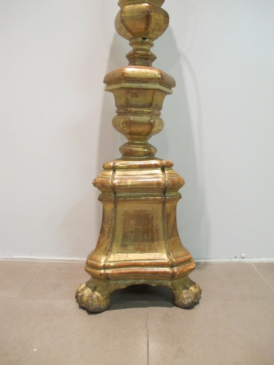 18th Century Gilded Wooden Candlestick-photo-2