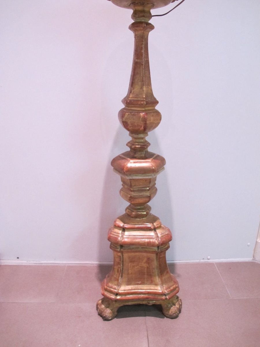 18th Century Gilded Wooden Candlestick-photo-2