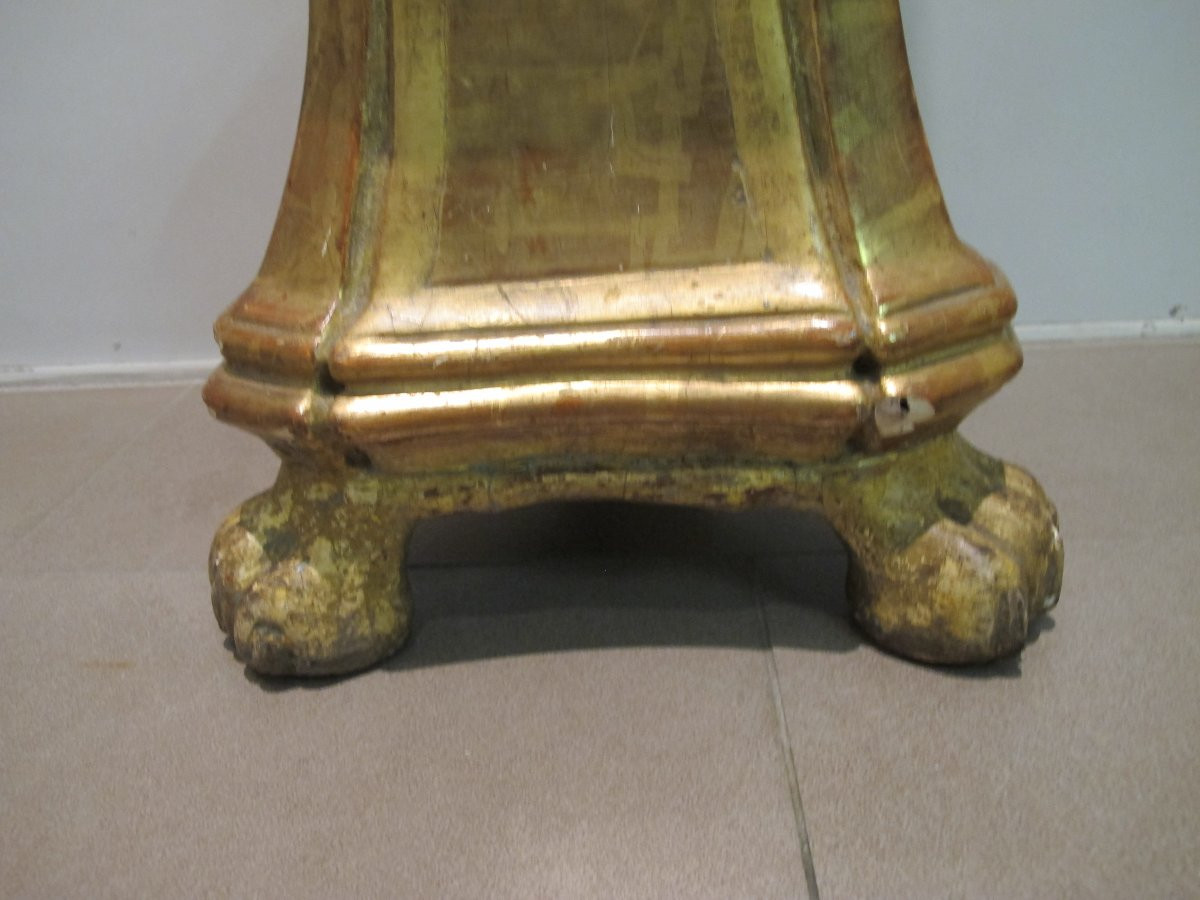 18th Century Gilded Wooden Candlestick-photo-4