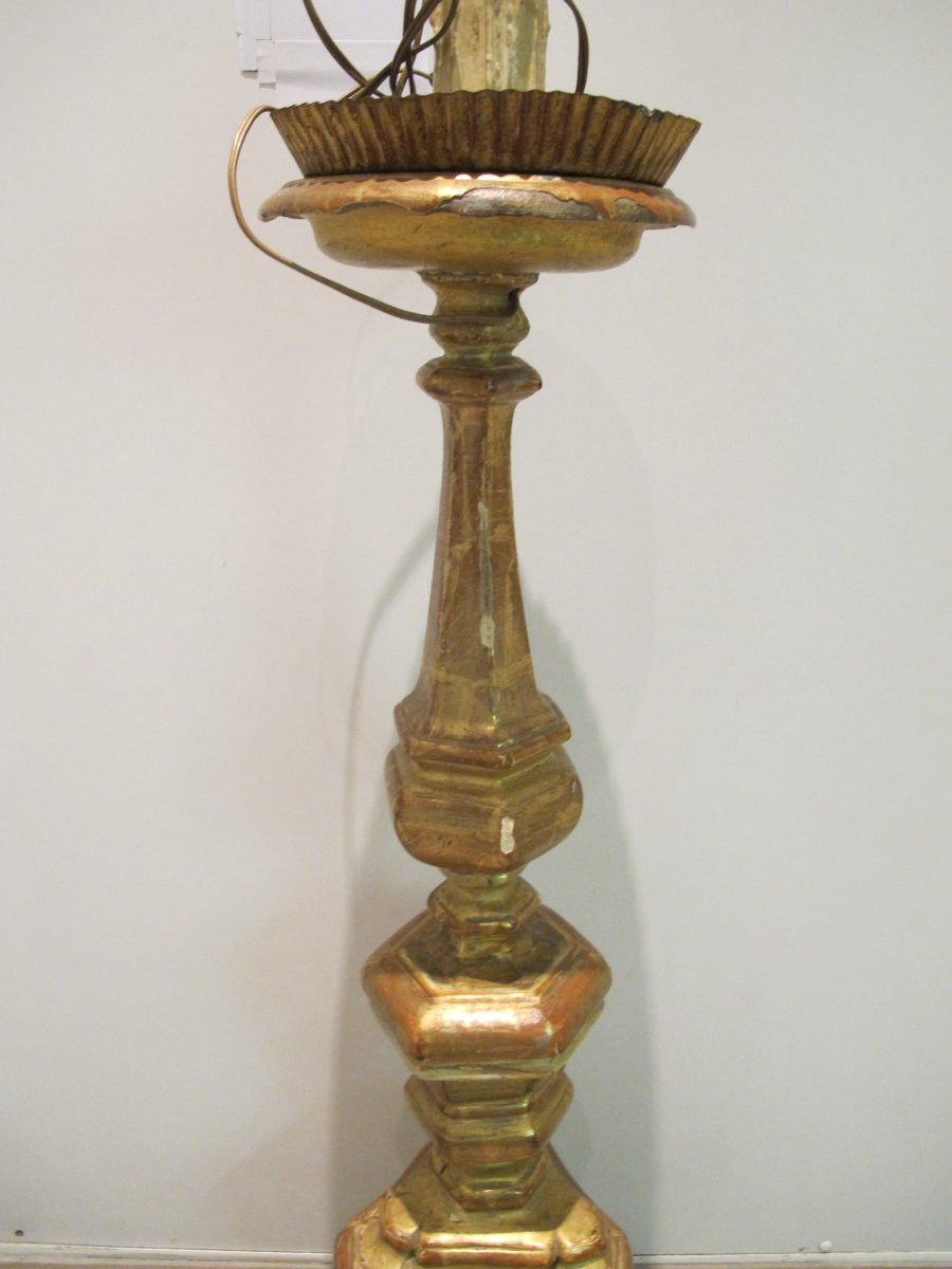 18th Century Gilded Wooden Candlestick-photo-6