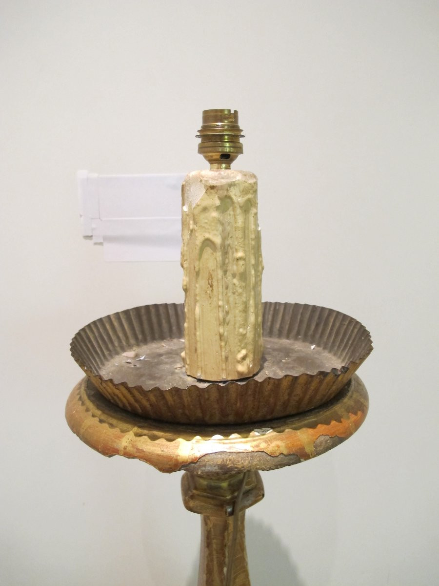 18th Century Gilded Wooden Candlestick-photo-7