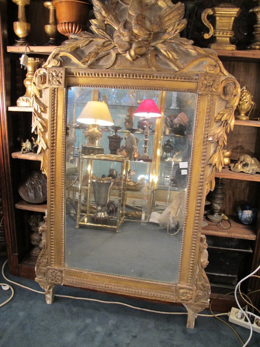 Mirror In Painted And Gilded Wood Period L XVI