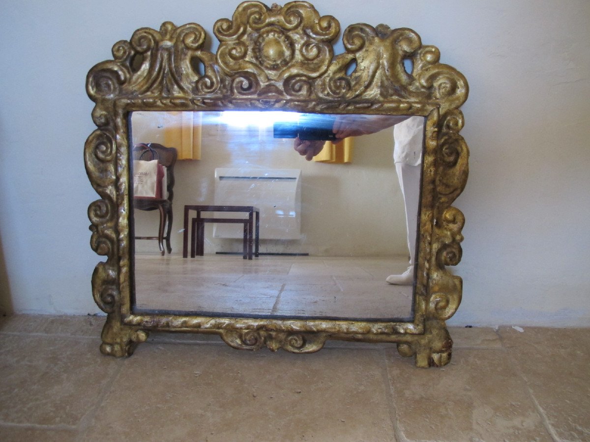 Miroir Italien En Bois Doré