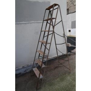 Iron And Wood Stepladder Late 19th Century