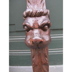Bois sculpté  " Lion "  fin XVII ' début XVIII