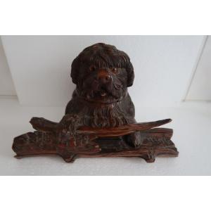 Encrier à décor de Chien -  Forêt Noire   XIX