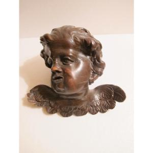 Tête d' Angelot en noyer  XVIII