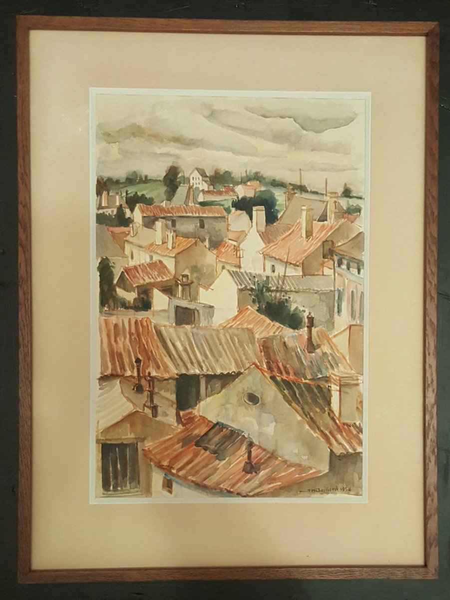 The Roofs At Jaunay-clan, Watercolor By Jean Marie Couillard-photo-2