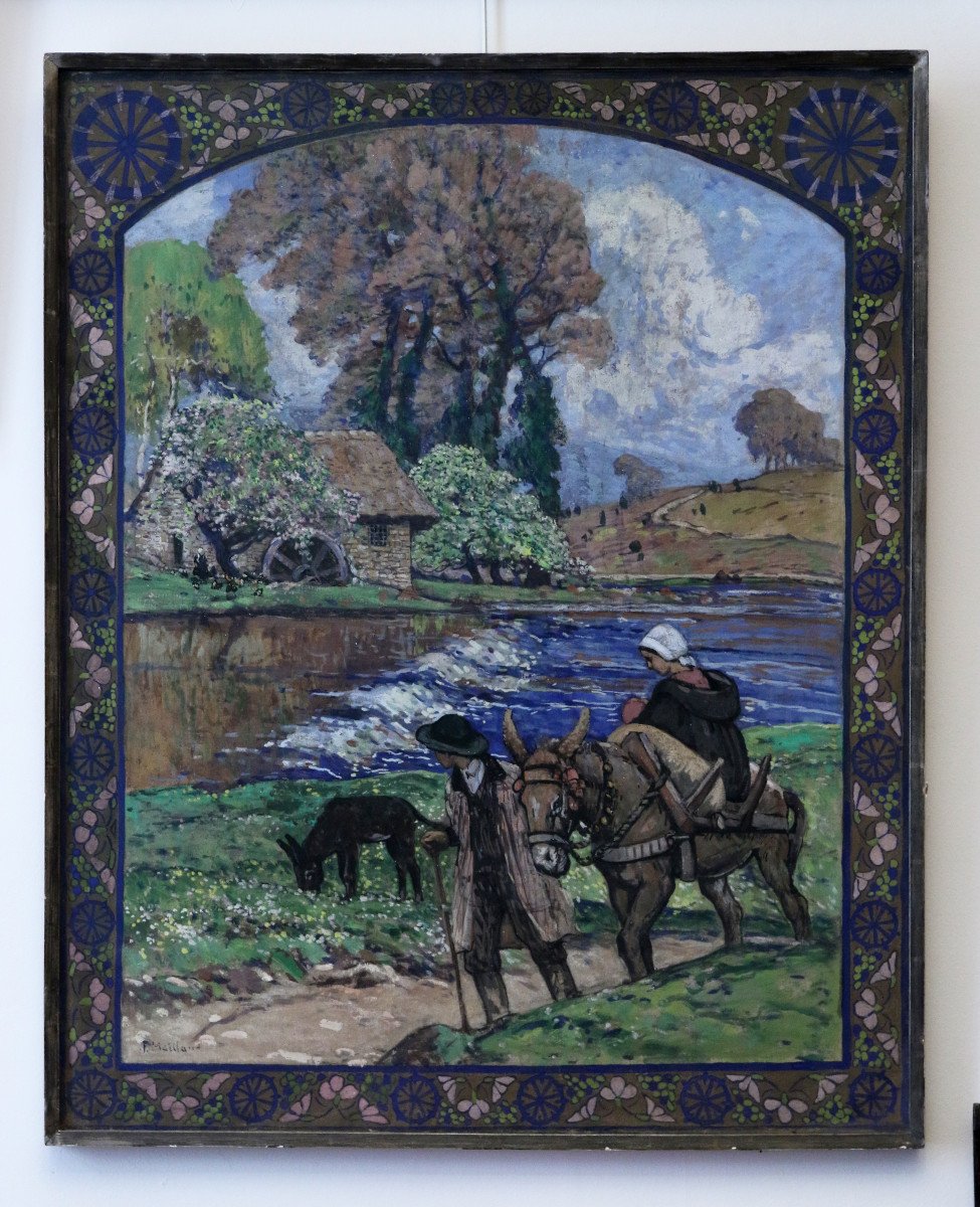 Fernand Maillaud: "return Of Wish", Tapestry Cartoon For Beauvais, Tempera On Canvas.