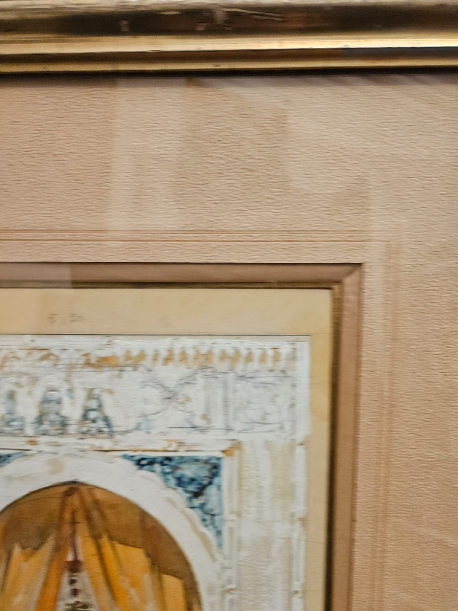 Porte monumentale de l'Espagne Andalouse, Atelier Jambon-bailly, aquarelle et gouache-photo-2