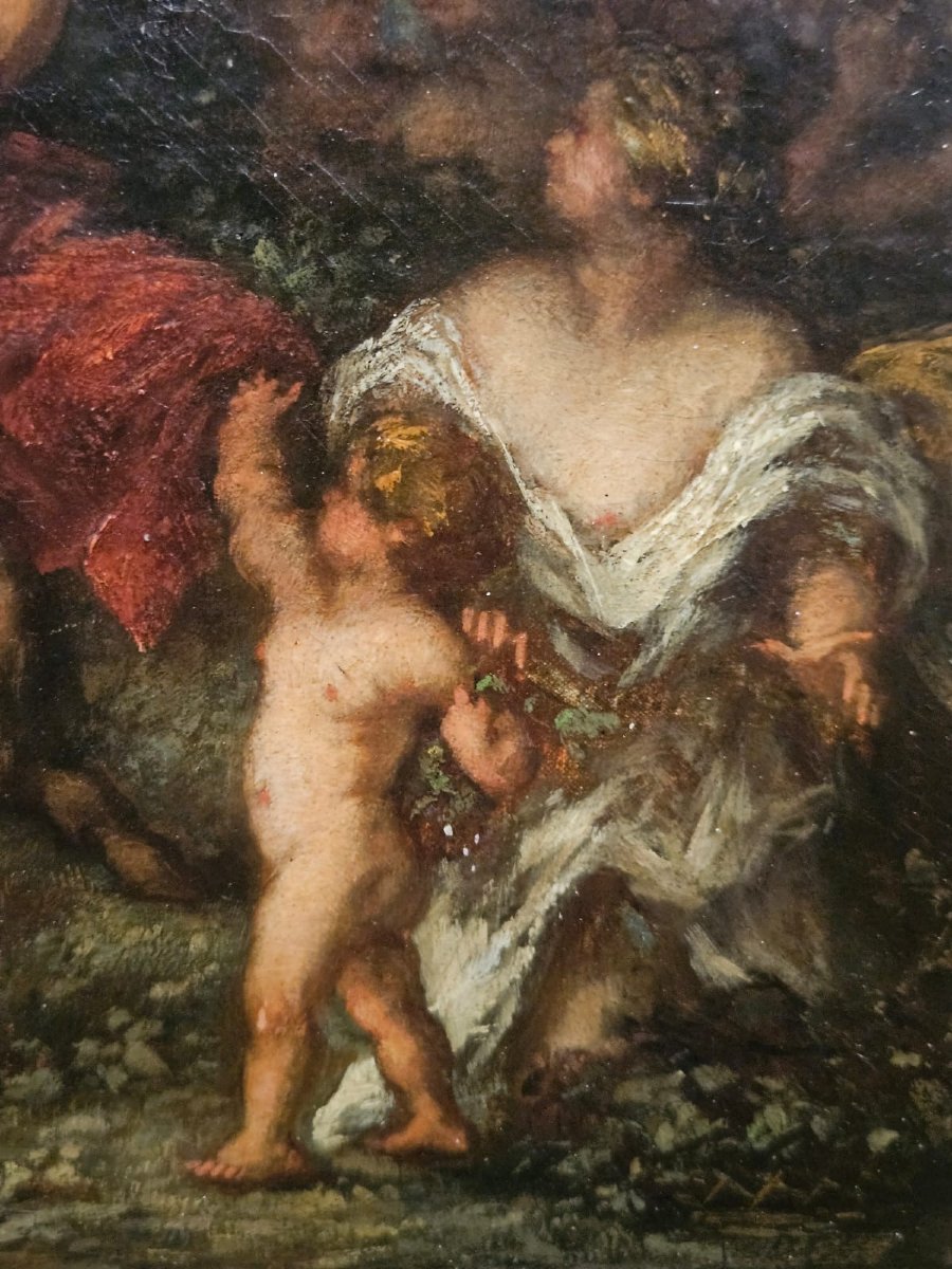 Faunes et nymphes en forêt par Henri Charles De Serres, huile sur toile-photo-3