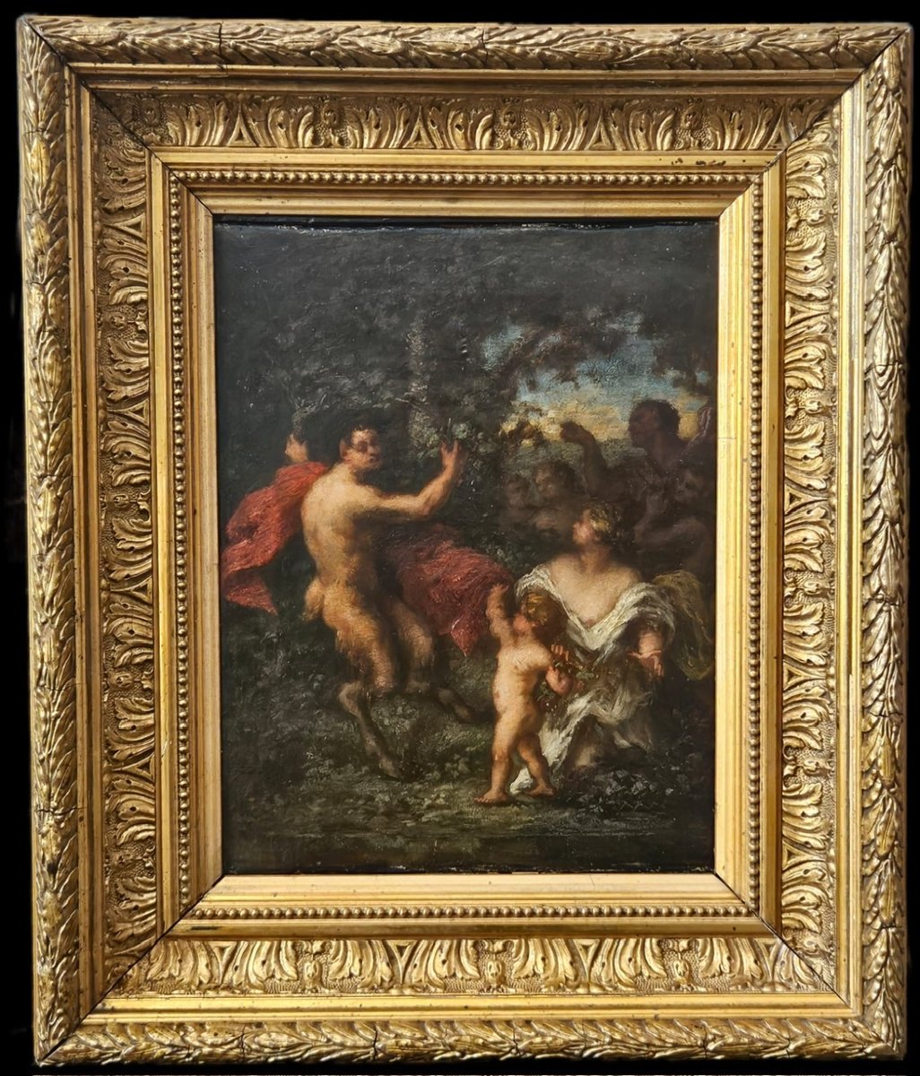Faunes et nymphes en forêt par Henri Charles De Serres, huile sur toile