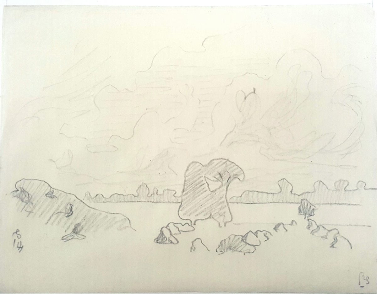 4 Drawings By Paul René Schutzenberger, Landscapes-photo-4