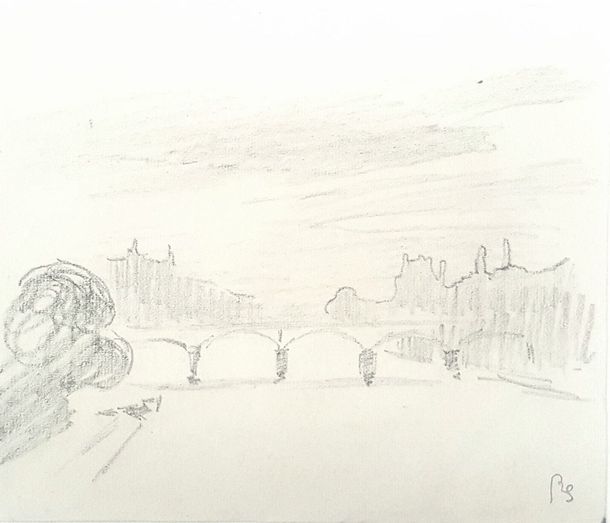 4 Drawings By Paul René Schutzenberger, Landscapes-photo-3