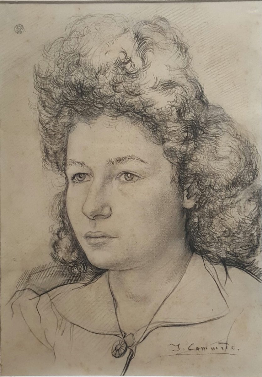 Dessin de Jean Commère, portrait de femme