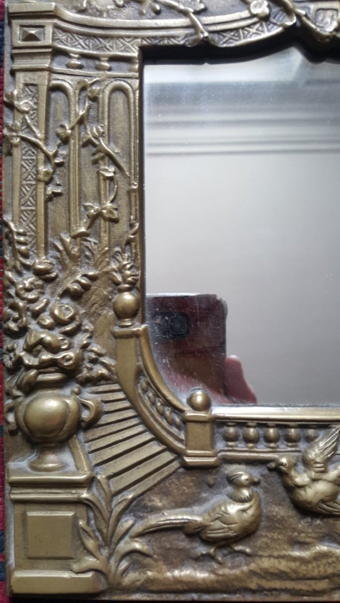 Bronze Mirror, Signed Péré, 1917-photo-4