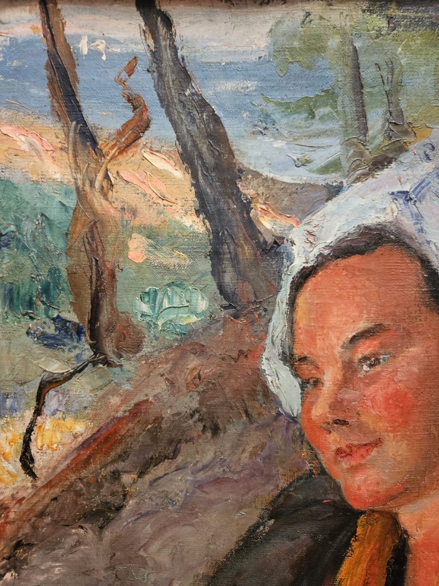 La Sablaise, Oil On Canvas By Suzanne Frémont, 1908-photo-3