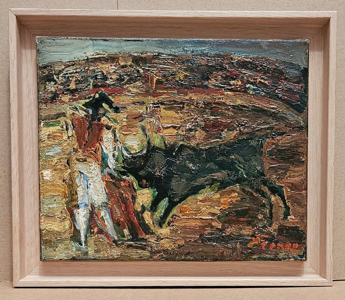 Scène de corrida, huile sur toile d'Alexandre Frenel