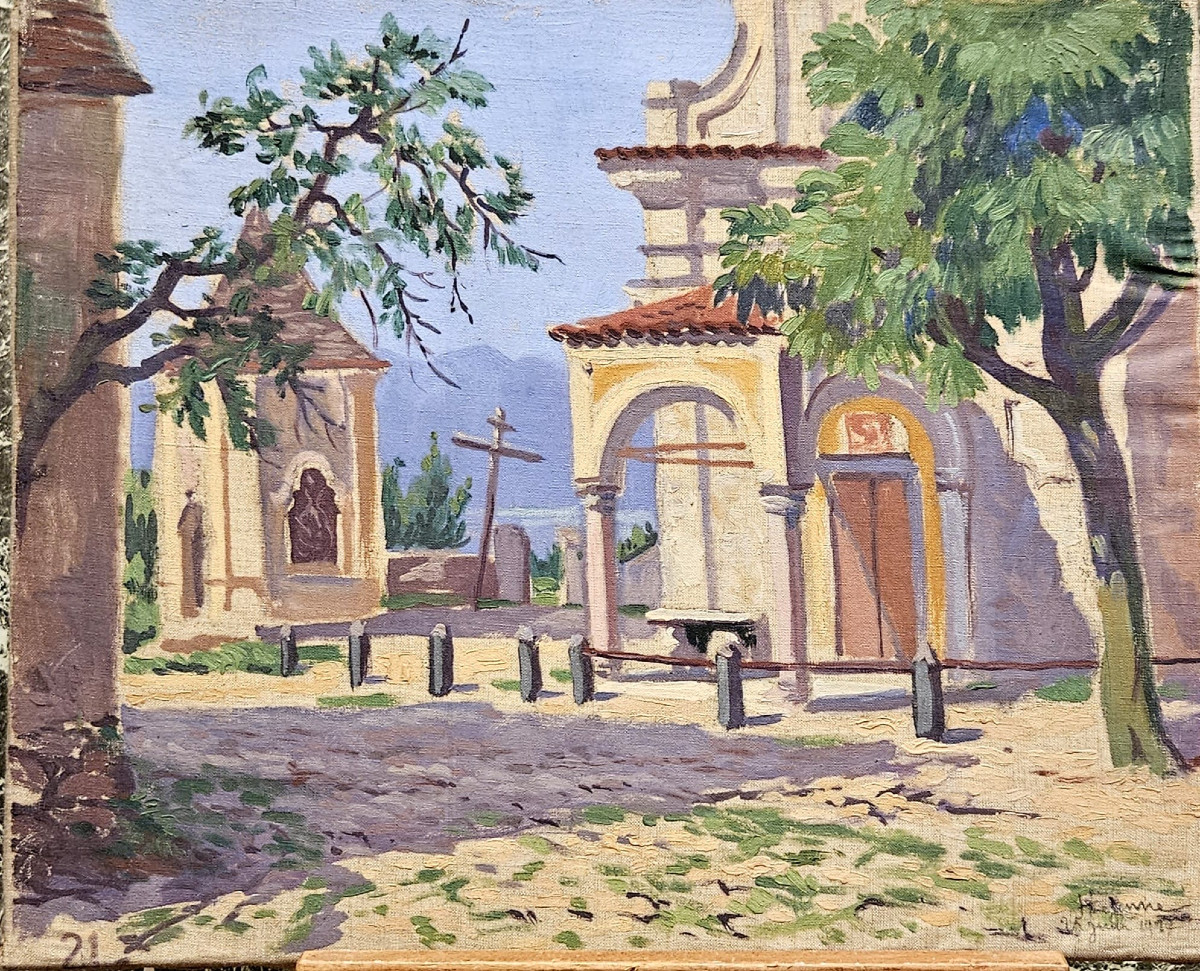 Church Near Baveno On Lake Maggiore, Oil On Canvas By Henri Pierre Lejeune, 1927