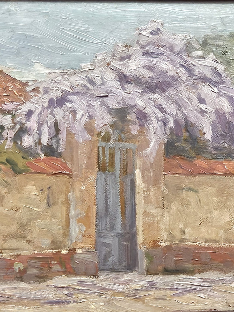 Glycine, huile sur carton, Ecole Française XIXème-photo-2