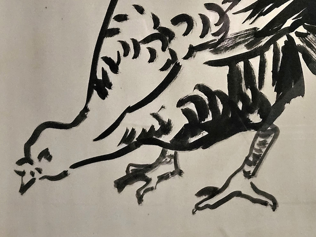 Poule, travail japonisant de Francis Jourdain, encre au pinceau, 1909-photo-3
