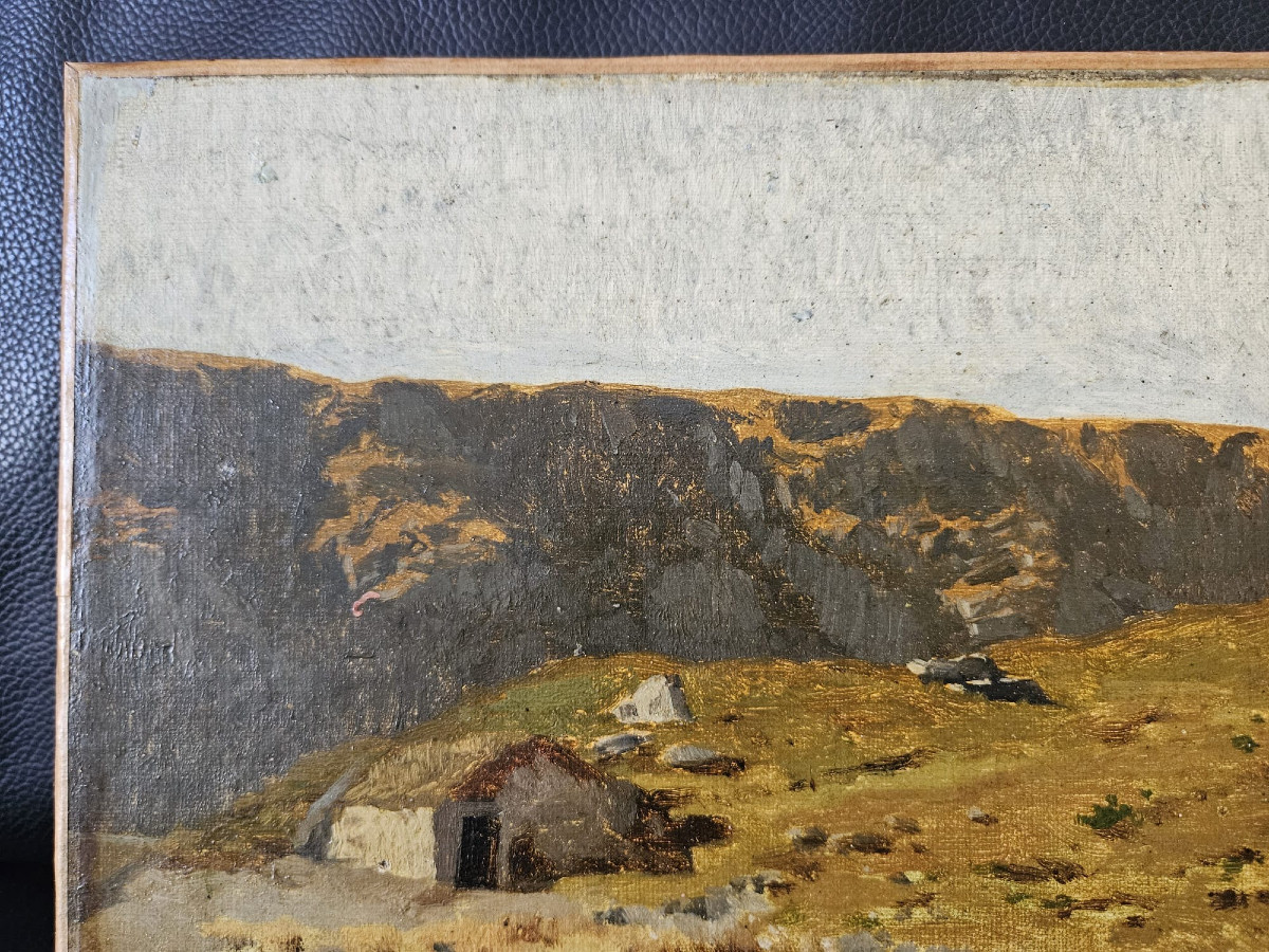 Oil On Canvas By Gustave Brion: Landscape Of The Causses-photo-3