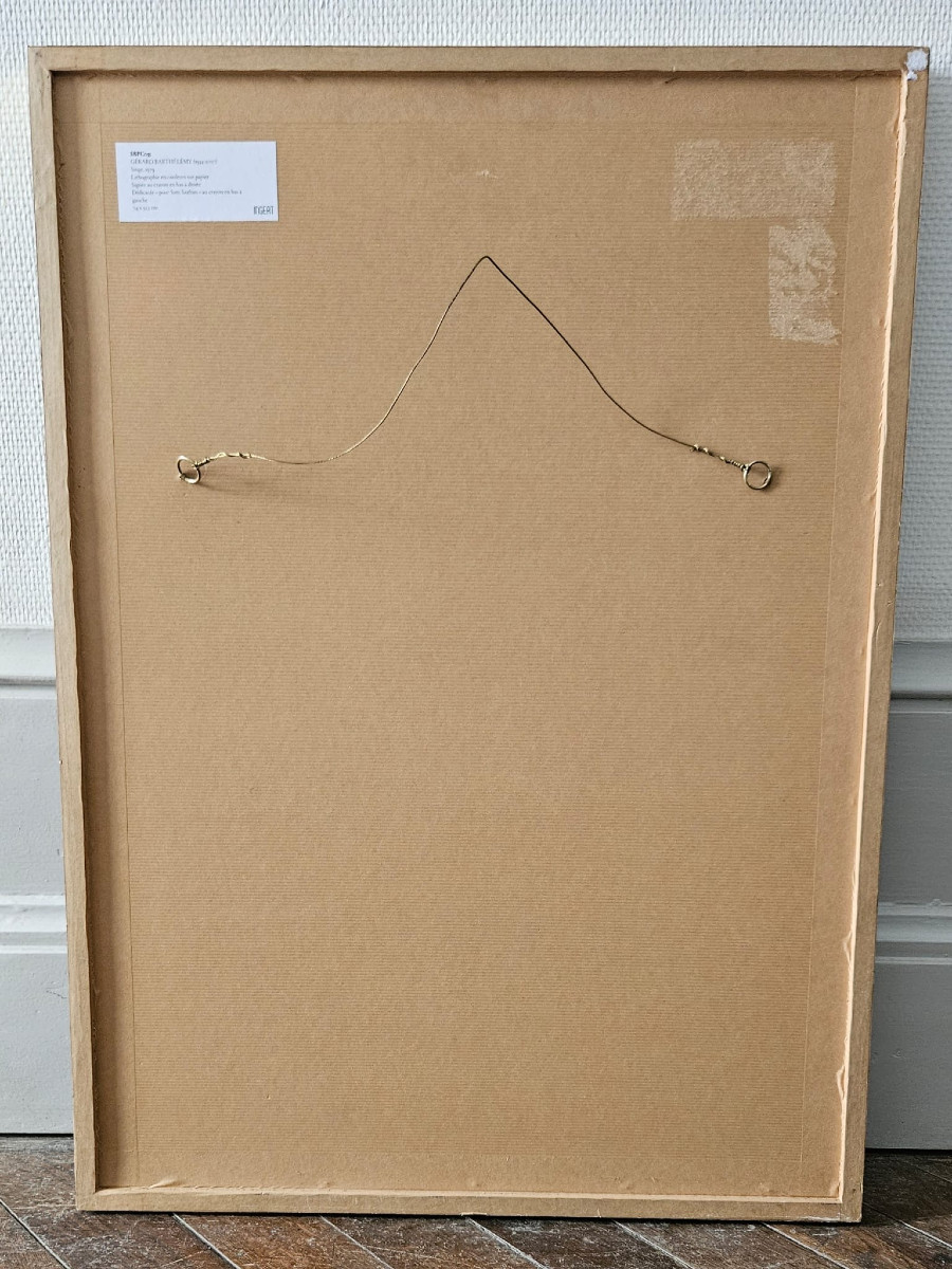 Monkey, 1979, Color Lithograph By Gérard Barthélémy, Dedicated To Sam Szafran-photo-2