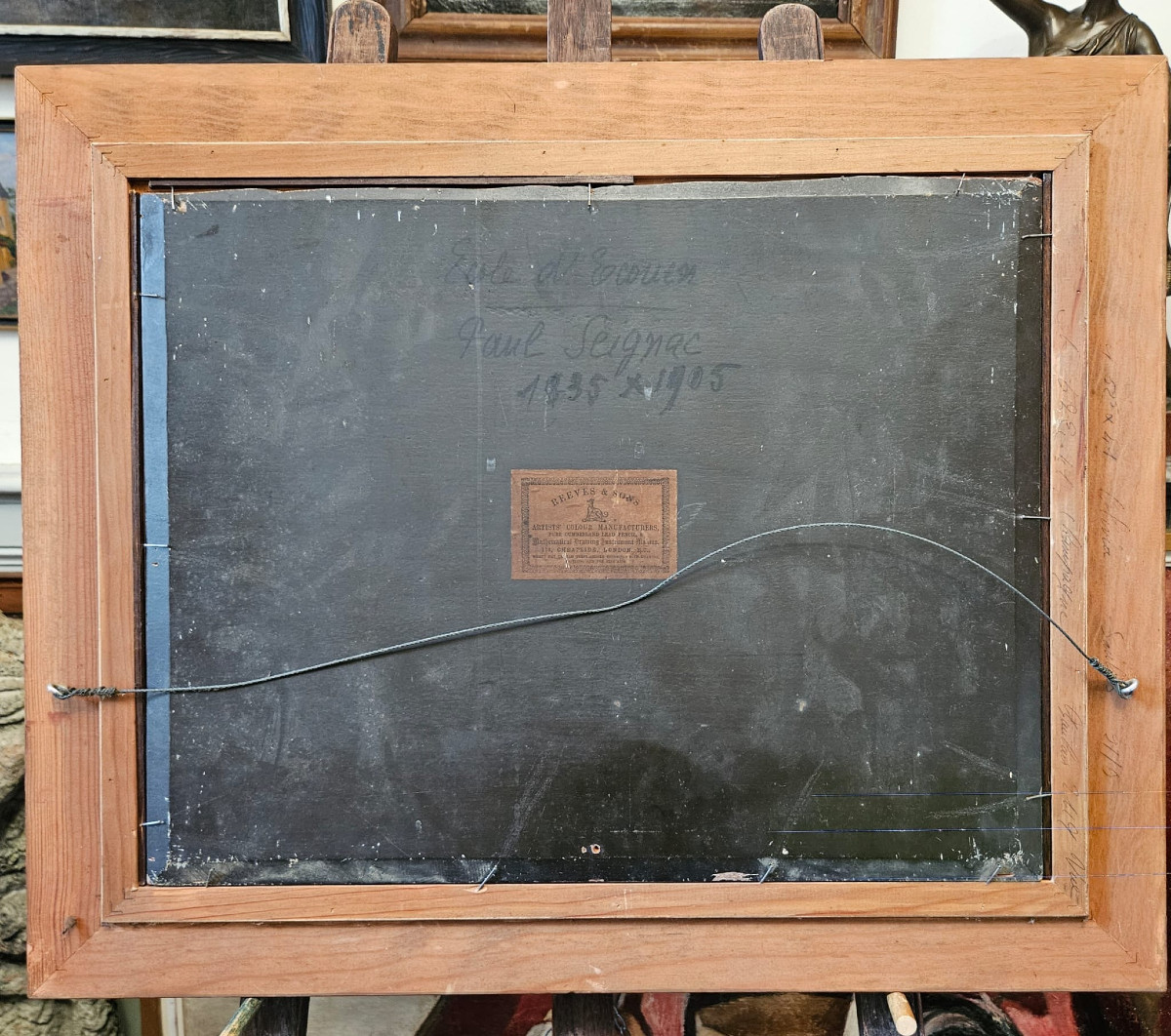 Intérieur de maison, huile sur bois de Paul Seignac-photo-4