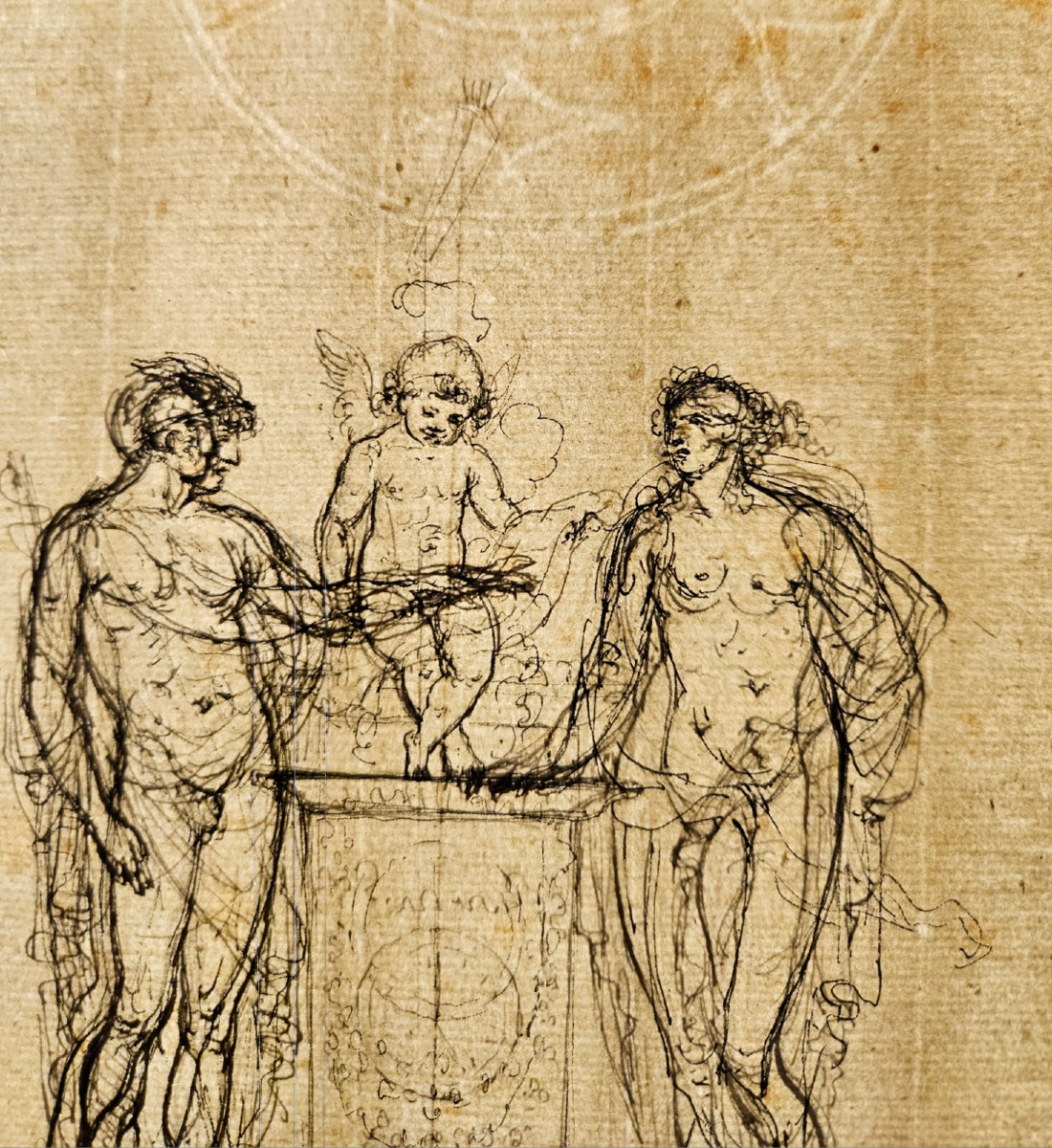 Dessin pour une pendule, fin XVIIIème, portant le cachet de la collection Charles Ferault-photo-1