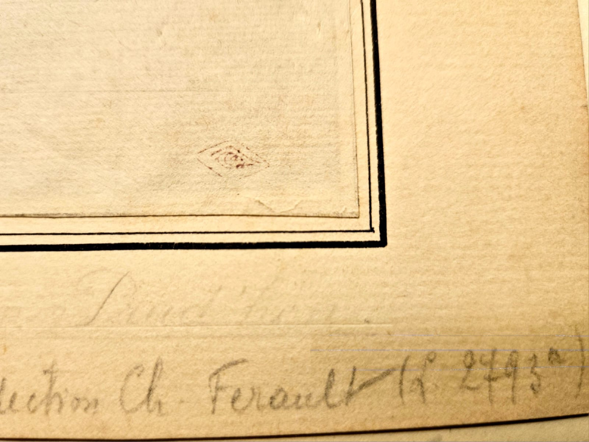 Dessin pour une pendule, fin XVIIIème, portant le cachet de la collection Charles Ferault-photo-2