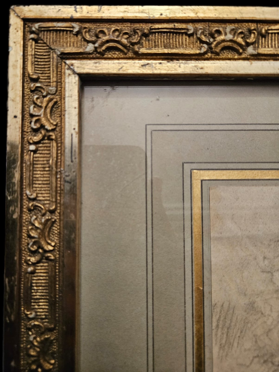 Scène de chasse à courre attribuée à René Princeteau, fusain-photo-1