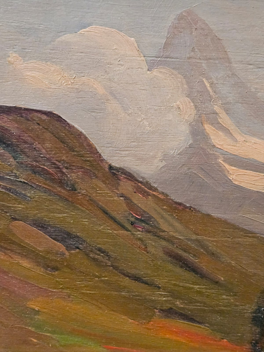 Alpine Landscape By Louis Valdo-barbey, Oil On Panel-photo-2
