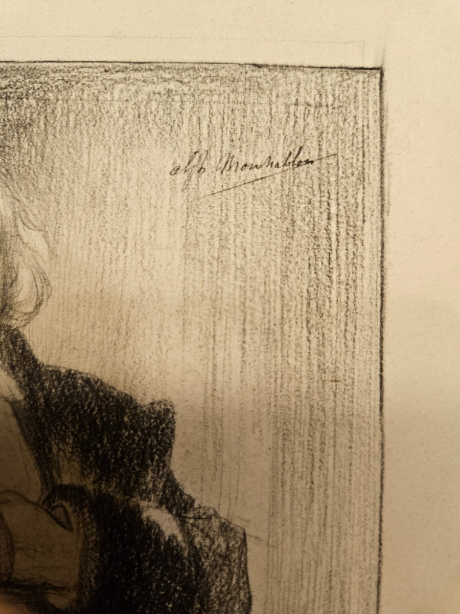Portrait d'homme d'Alphonse Monchablon, crayon sur bristol-photo-2