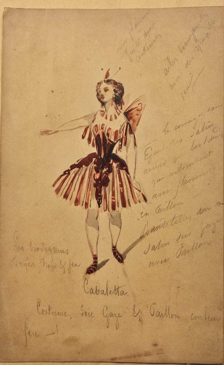 Two Watercolors For Ballet Costumes, Circa 1830-photo-4
