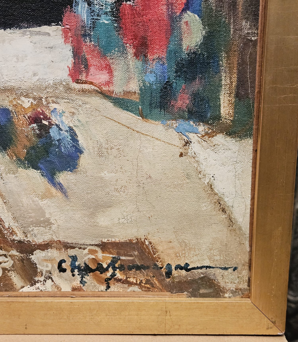 Anne-Marie aux images, huile sur toile de Paul Charlemagne, circa 1950-photo-1