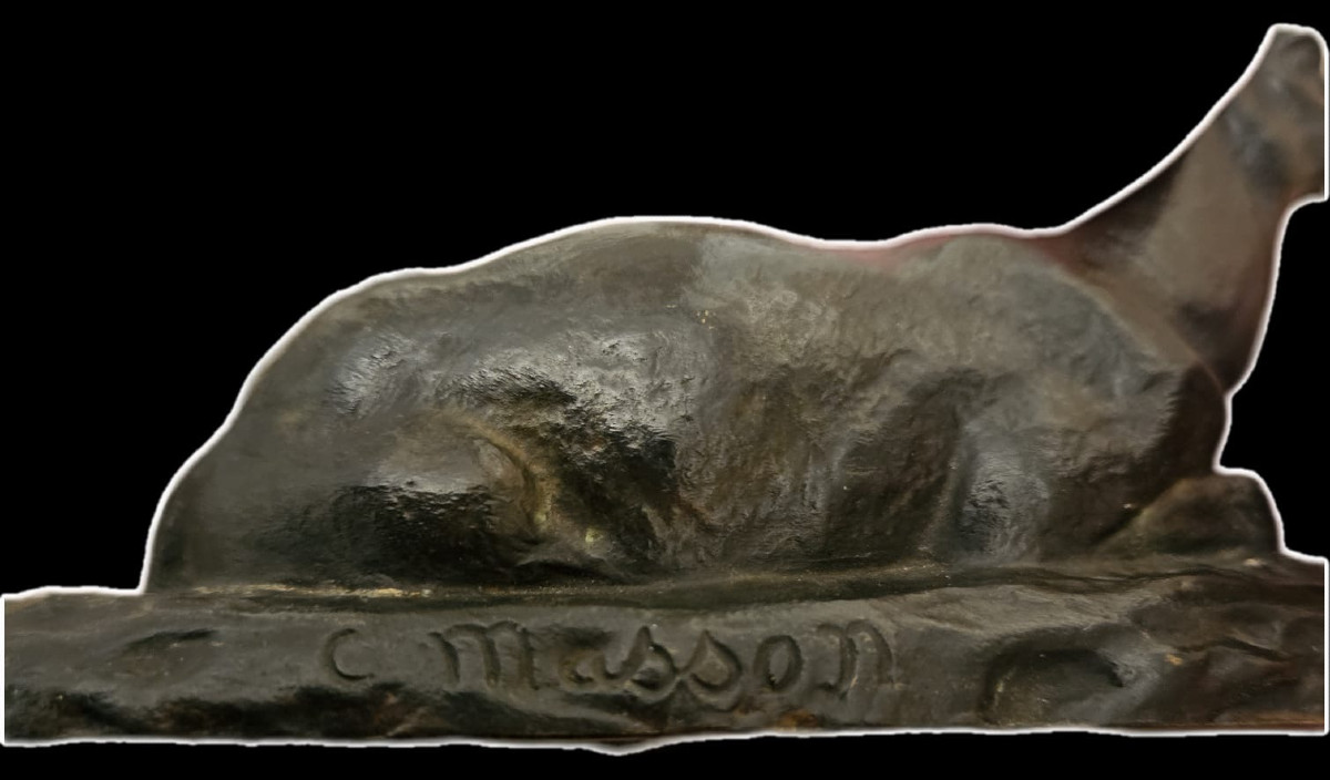 Reclining Doe, Bronze By Clovis Masson, Cast By Susse-photo-4