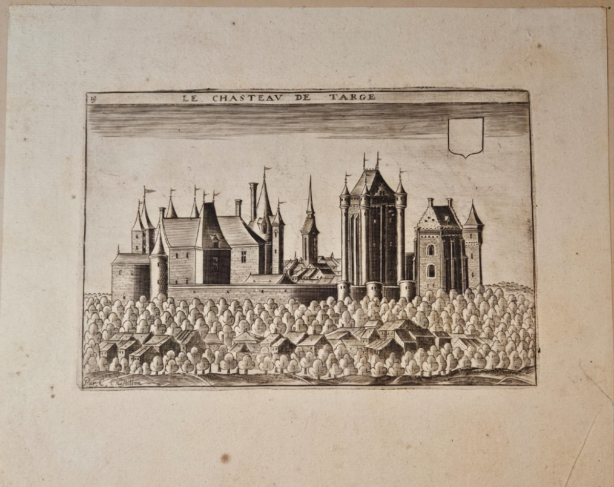 Château De Targé Near Chatellerault, Engraving By Chastillon, 17th Century