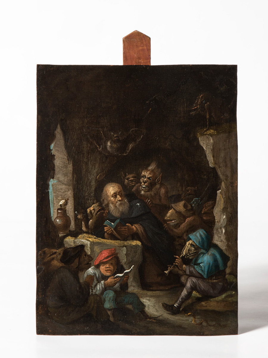 The Temptation Of Saint Anthony, Oil On Copper, Workshop Of David Teniers-photo-2