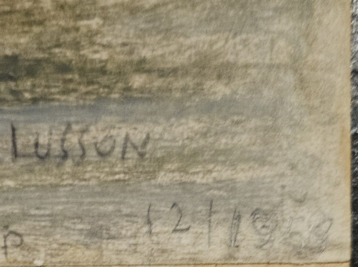 Falaise, pastel sur carton ciré par Lusson, 1956-photo-2