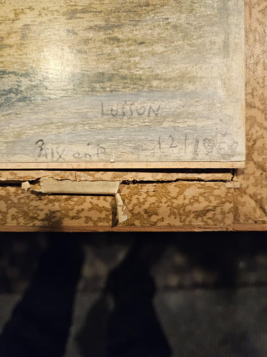 Falaise, pastel sur carton ciré par Lusson, 1956-photo-3