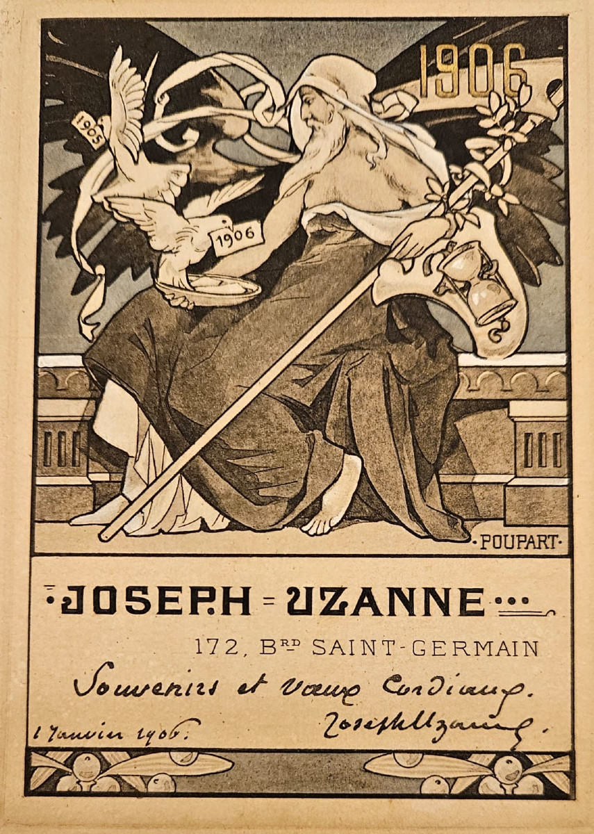 Greeting Card From Joseph Uzanne For 1906, Engraving By Poupart-photo-2