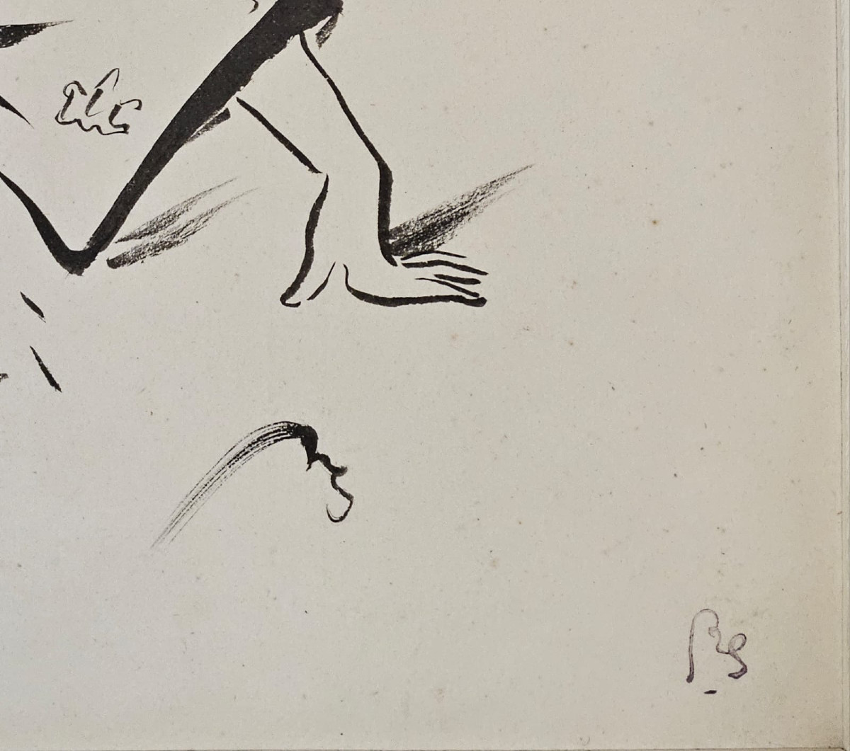 Woman In Kimono, Ink And Brush Drawing By Paul René Schutzenberger-photo-3