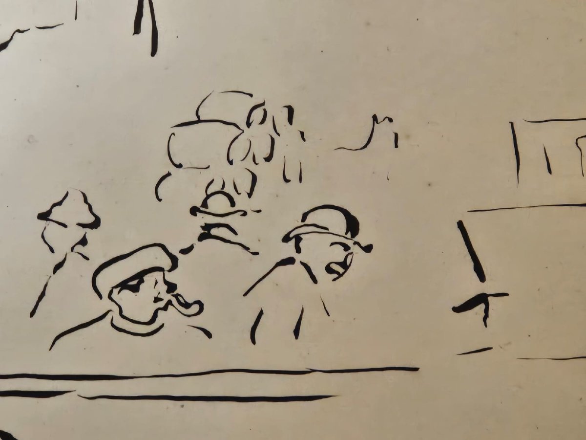 Bords de Seine, encre au pinceau de Paul René Schutzenberger-photo-2