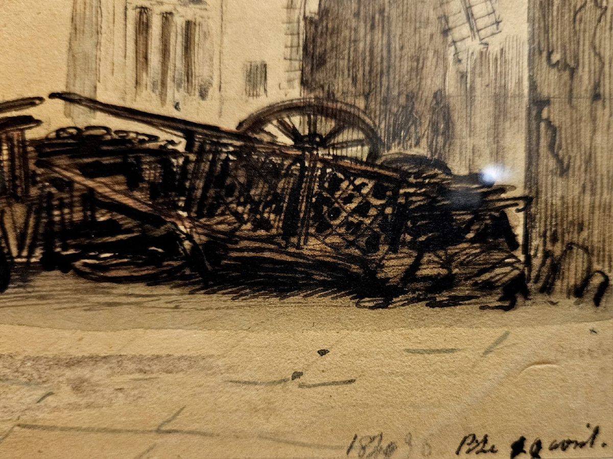 Dessin aquarellé: Barricade à Pise en 1849 d'Auguste Raffet-photo-2
