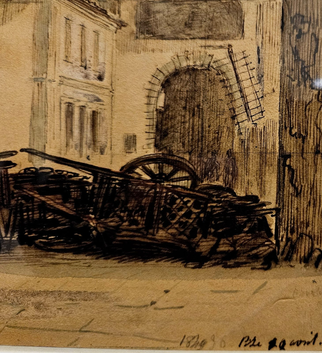Dessin aquarellé: Barricade à Pise en 1849 d'Auguste Raffet-photo-3