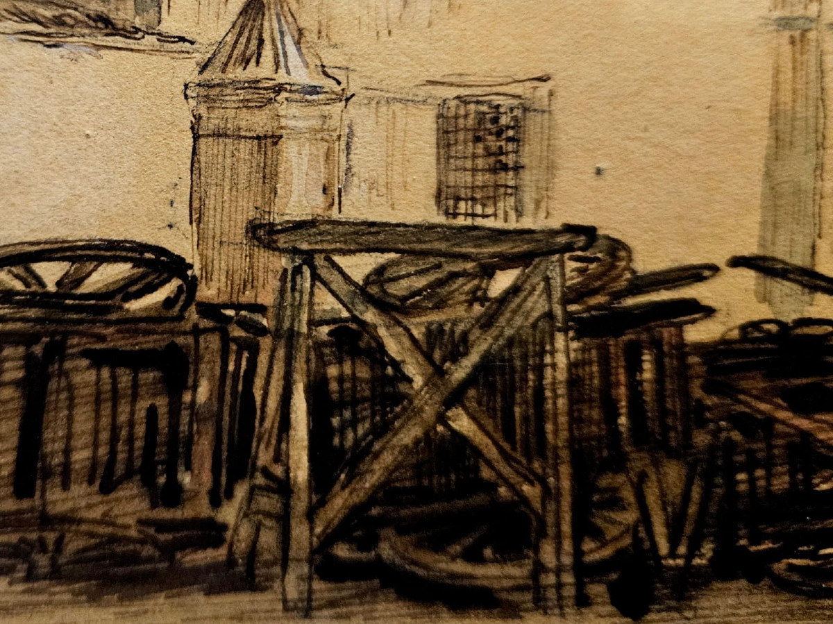 Dessin aquarellé: Barricade à Pise en 1849 d'Auguste Raffet-photo-4