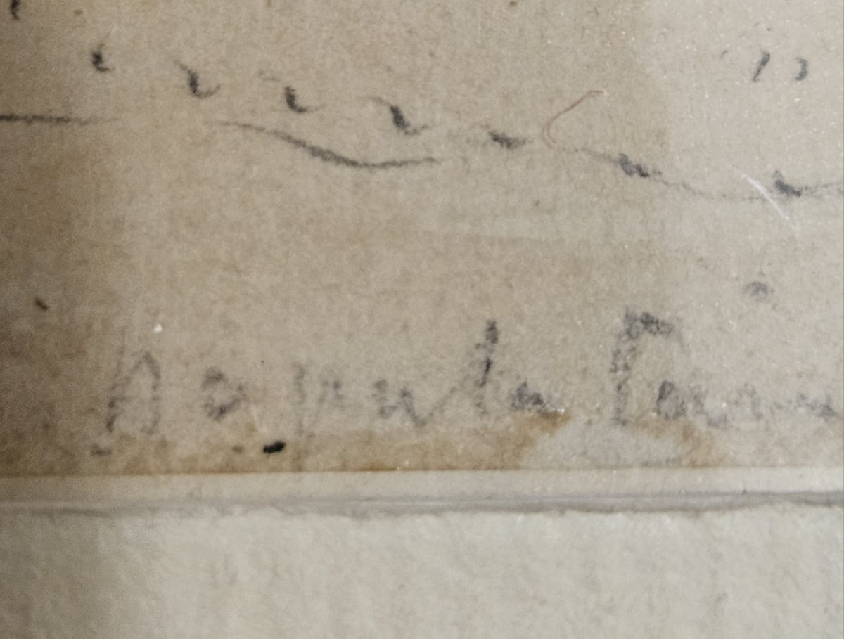 Aquarelle sur traits de plume d'Auguste Raffet, au verso: Cantonnement d'une armée devant Pise-photo-3