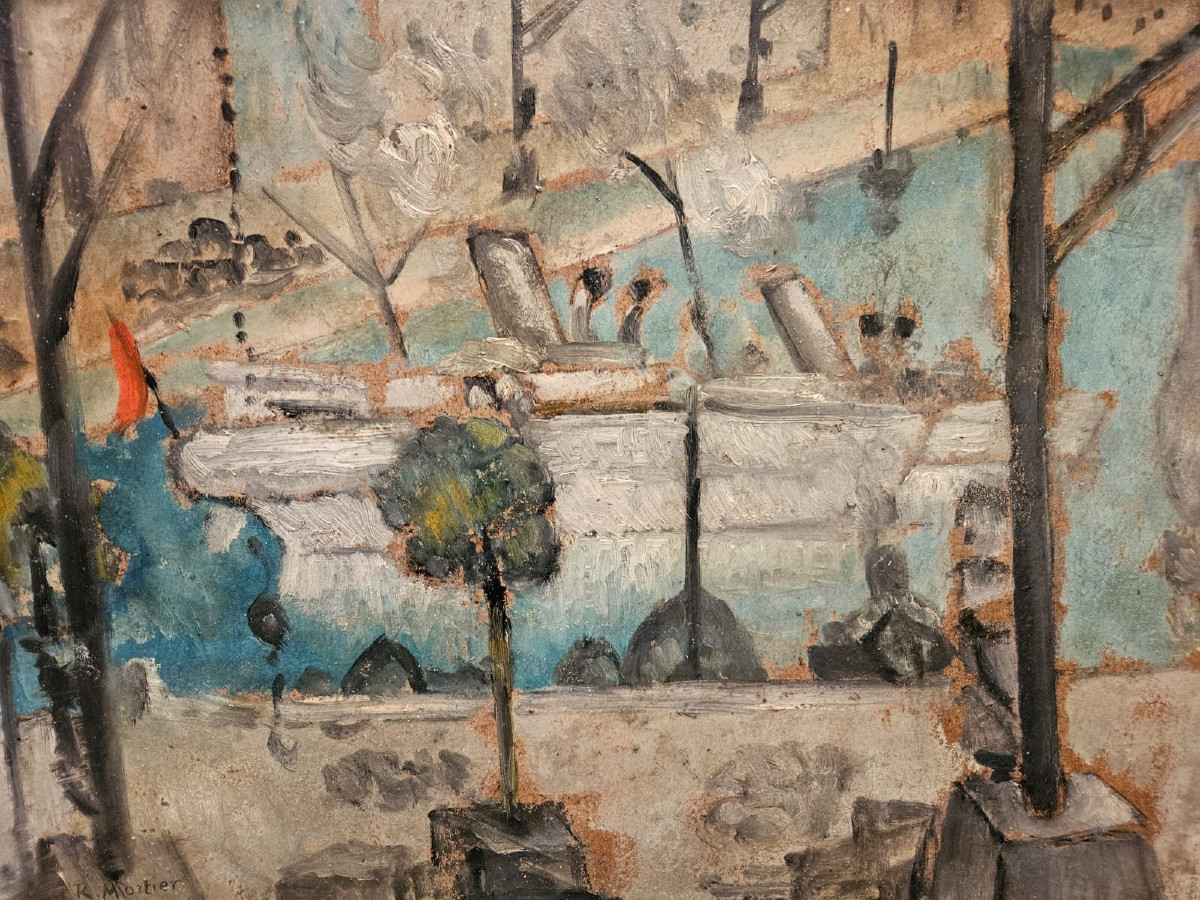 Oil On Cardboard By Robert Mortier (1878-1940)-photo-2