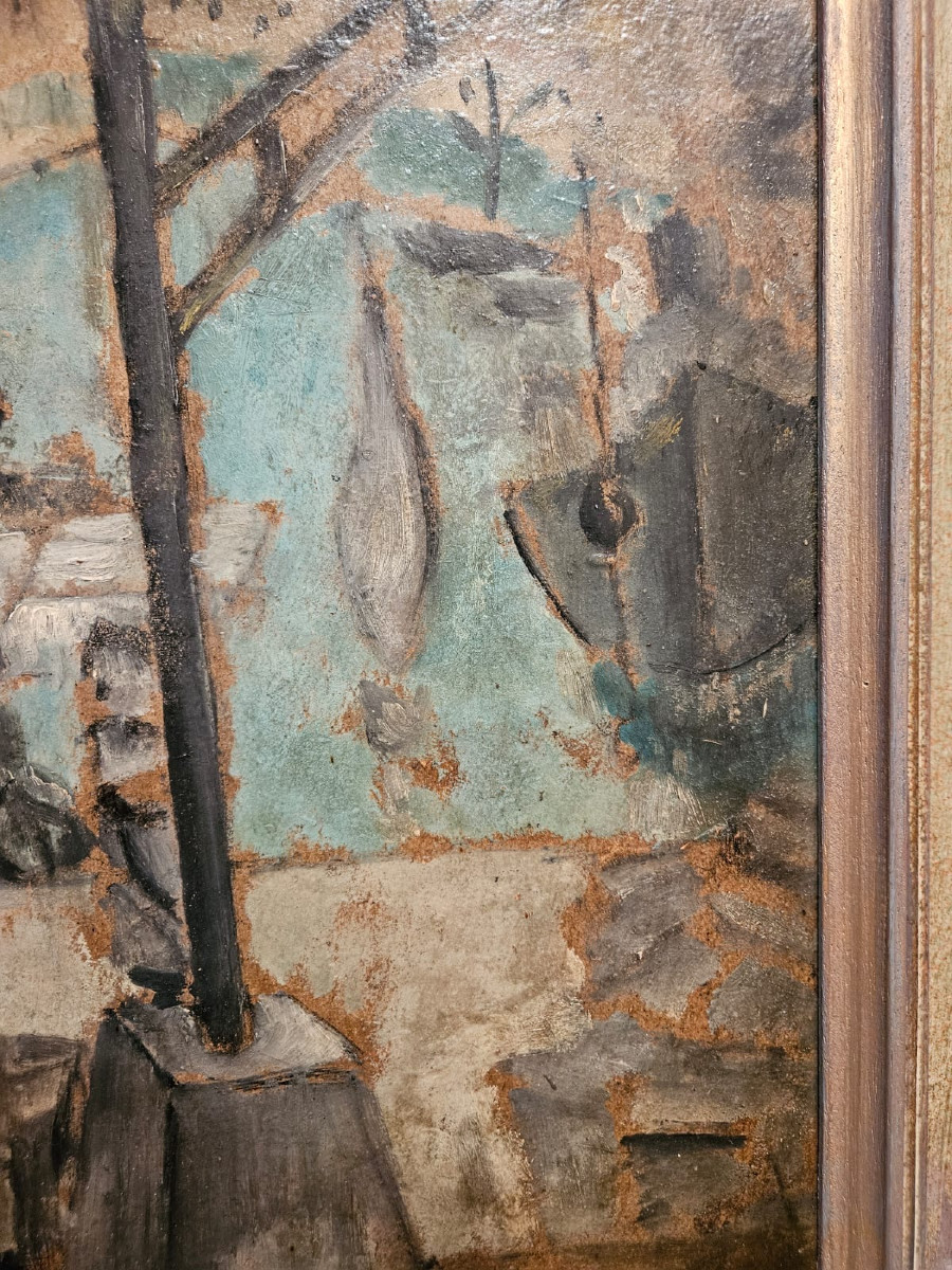 Oil On Cardboard By Robert Mortier (1878-1940)-photo-3