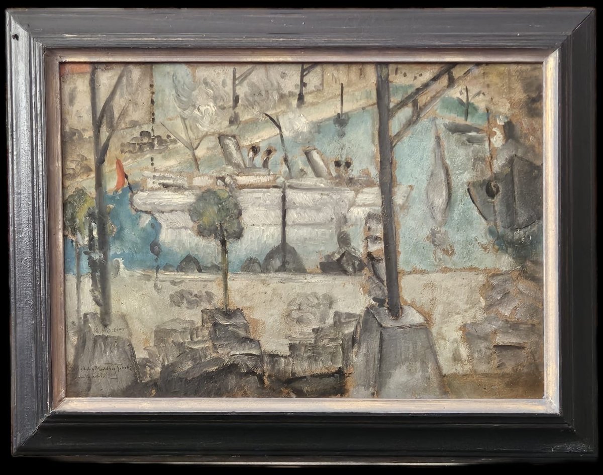 Oil On Cardboard By Robert Mortier (1878-1940)